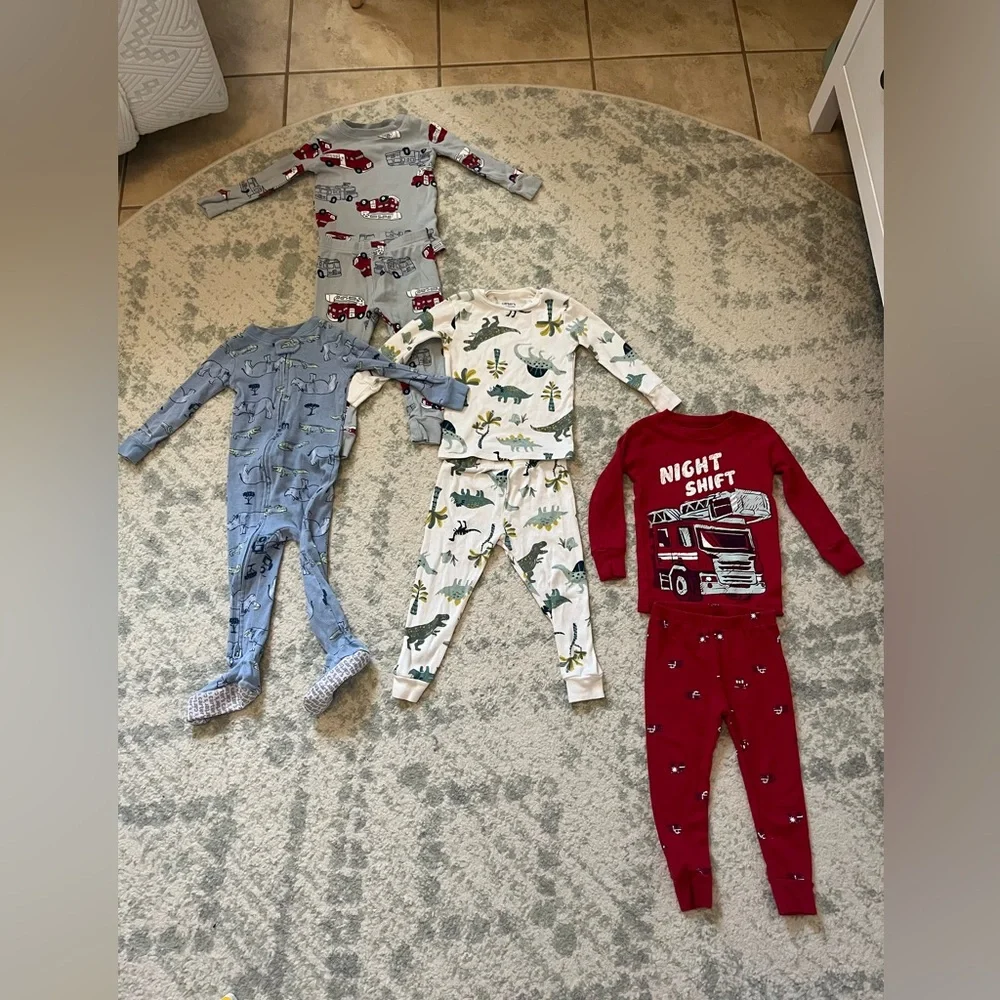 Carter’s Set of 4 Boys Dinosaur Safari Fire Truck Pajamas